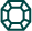 Dark green geometric octagonal shape resembling a gem.