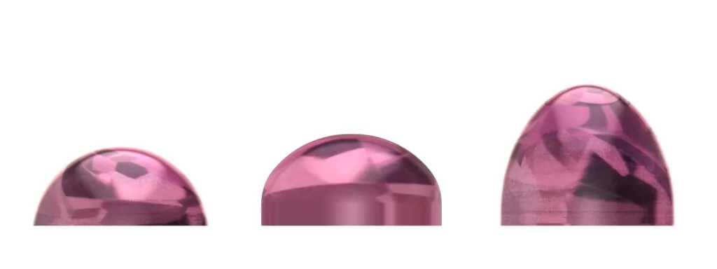 Graphic showing side view of cabochon gemstones