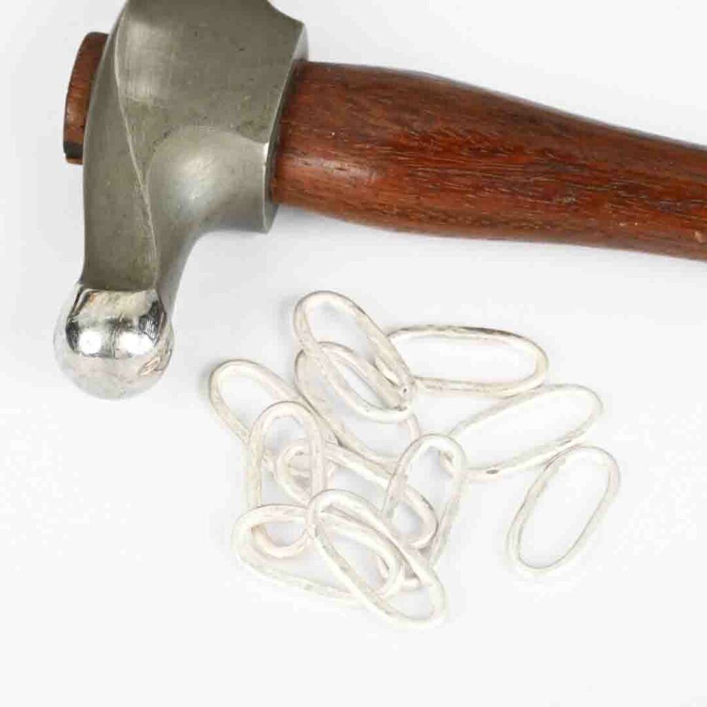 Hammer textured handmade chain links