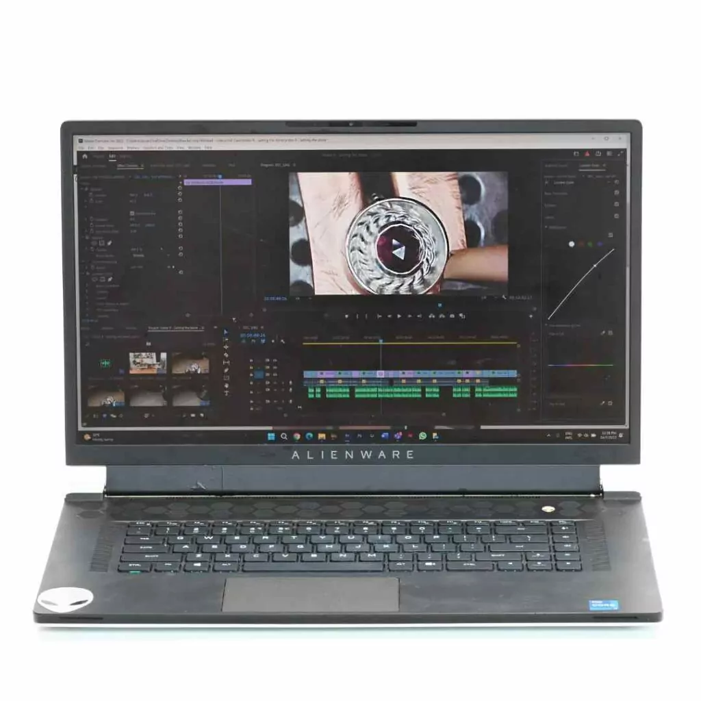 Laptop with video editing software