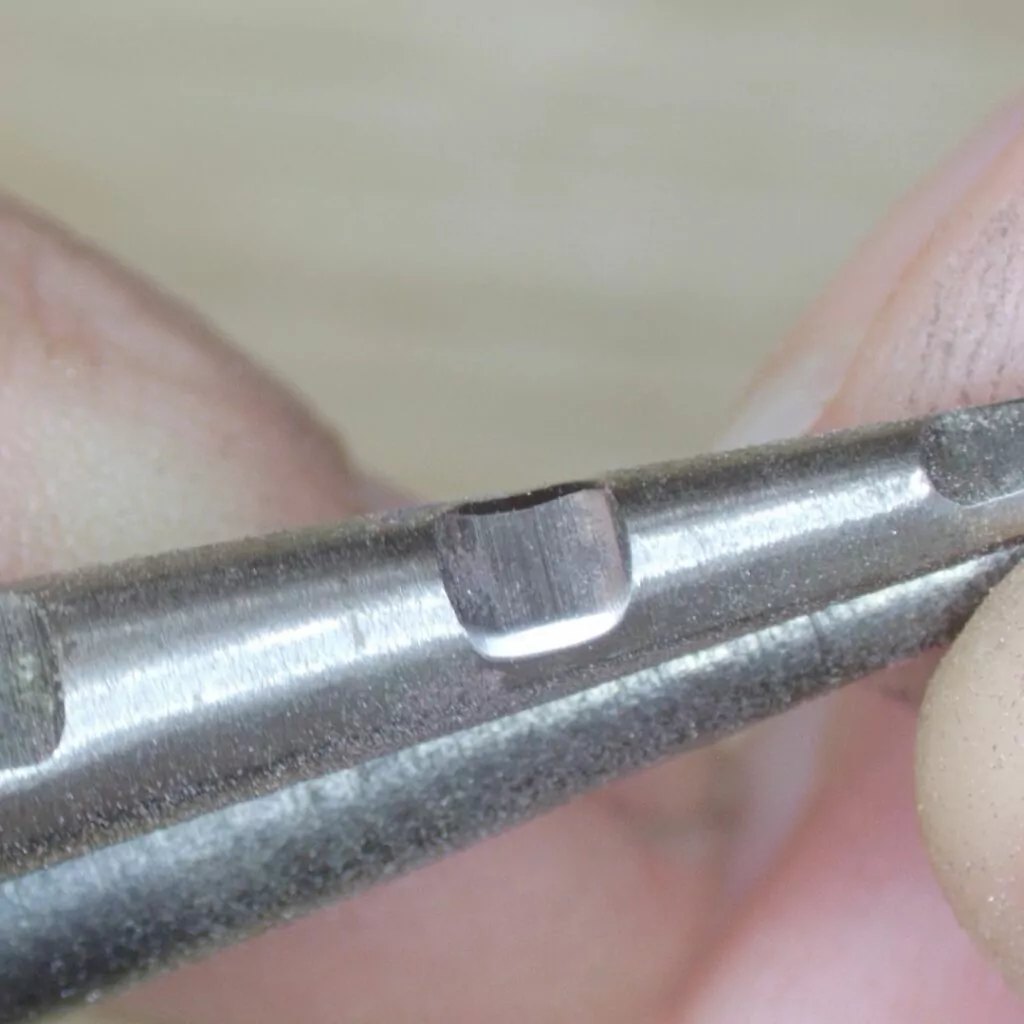 Close up image of pliers after modification with a rubber wheel Close up image of pliers after modification with a rubber wheel