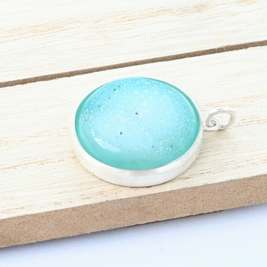Large blue cabochon in a silver bezel