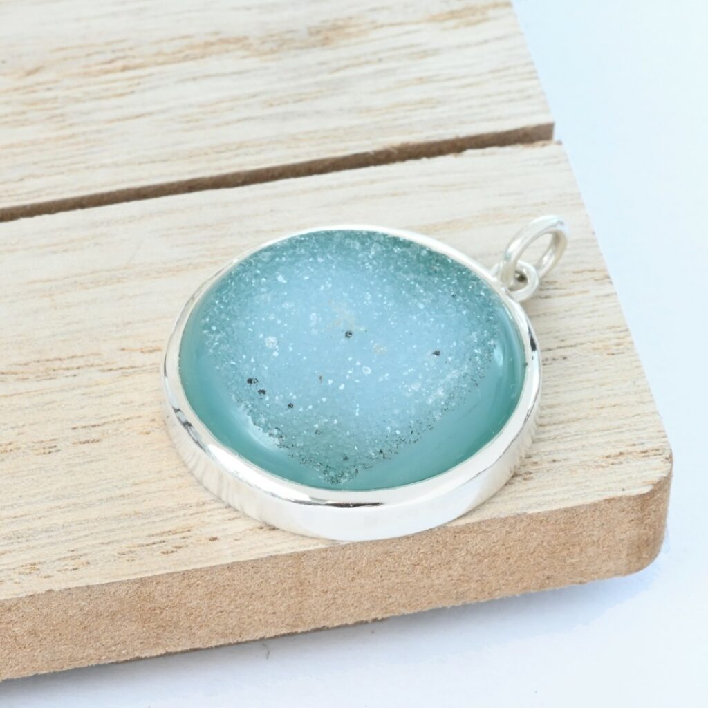 Large blue cabochon in a silver bezel
