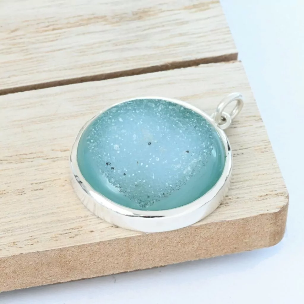 Large blue cabochon in a silver bezel