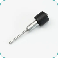 A metal rod with a black rubber stopper on one end.