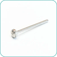 Silver metal rod with a hexagonal head on a white background.