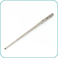 A metal taper pin with a cylindrical shape and pointed end, on a white background.