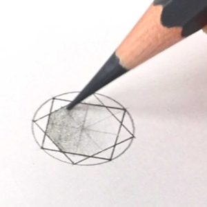 Jewelry design; rendering diamonds with coloured pencils