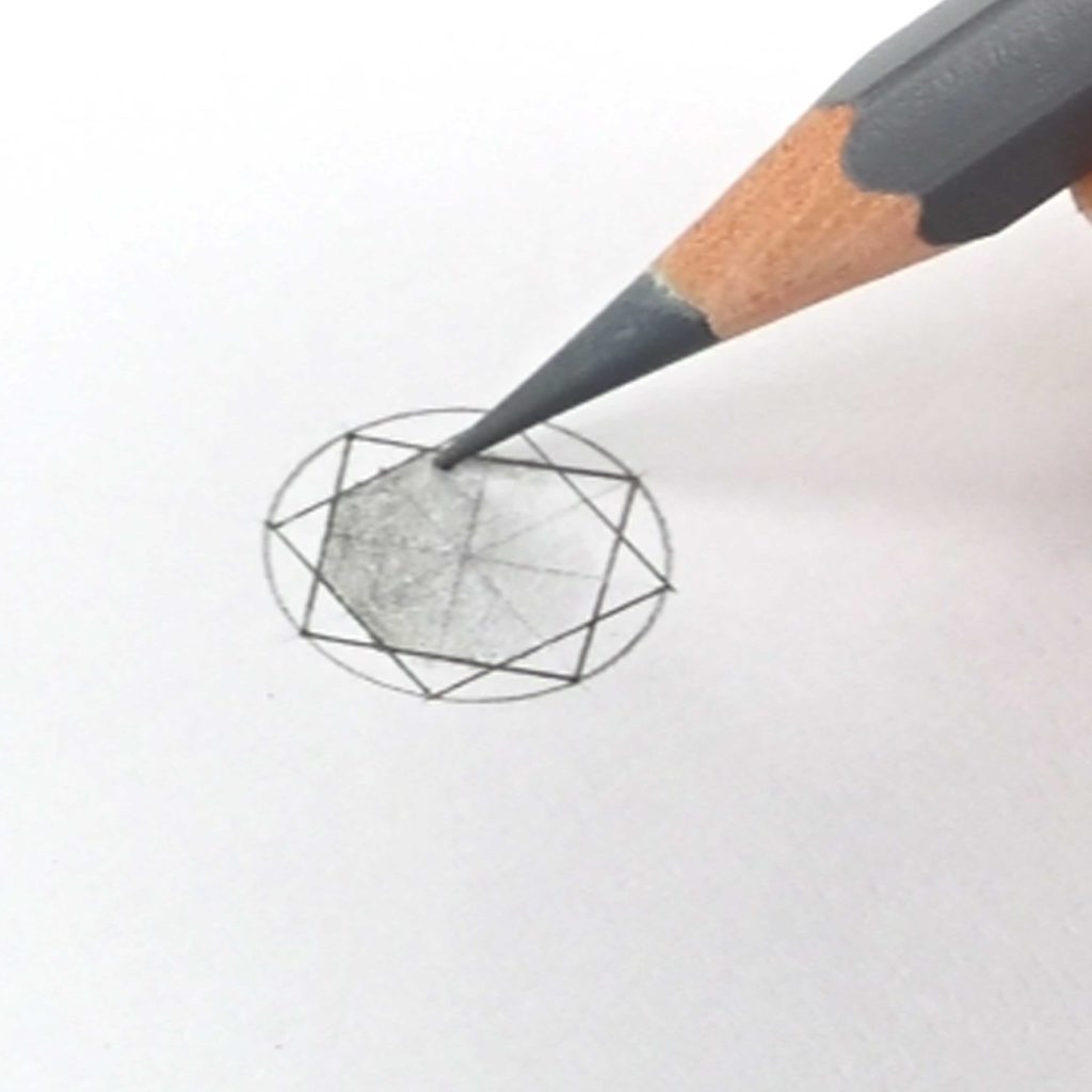 Jewelry design; rendering diamonds with coloured pencils