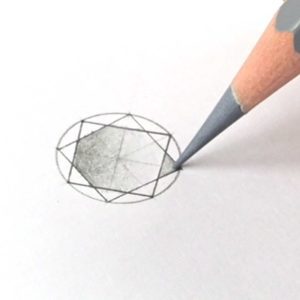 Jewelry design; rendering diamonds with coloured pencils