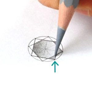 Jewelry design; rendering diamonds with coloured pencils