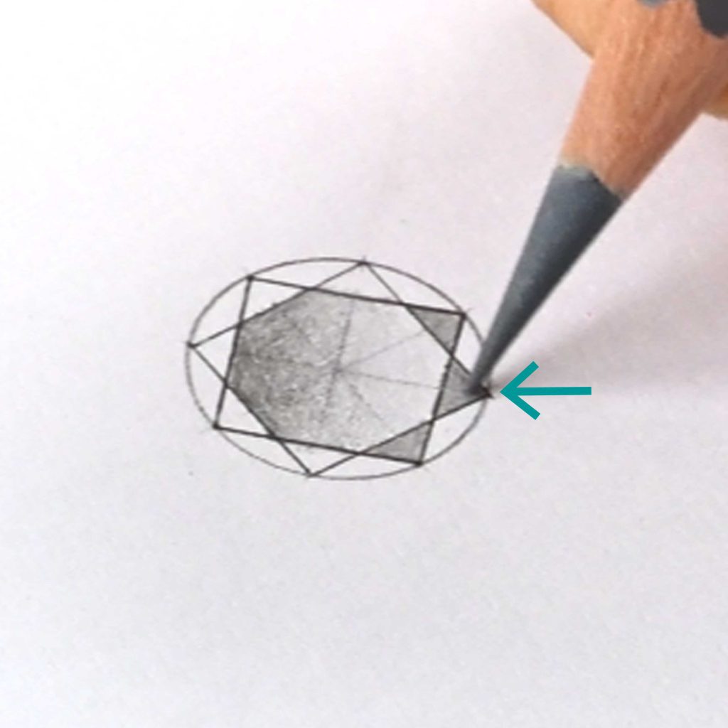 Jewelry design; rendering diamonds with coloured pencils
