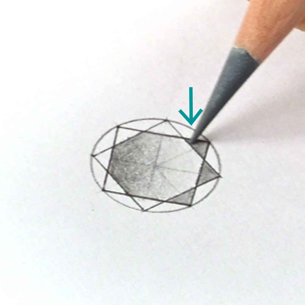 Jewelry design; rendering diamonds with coloured pencils