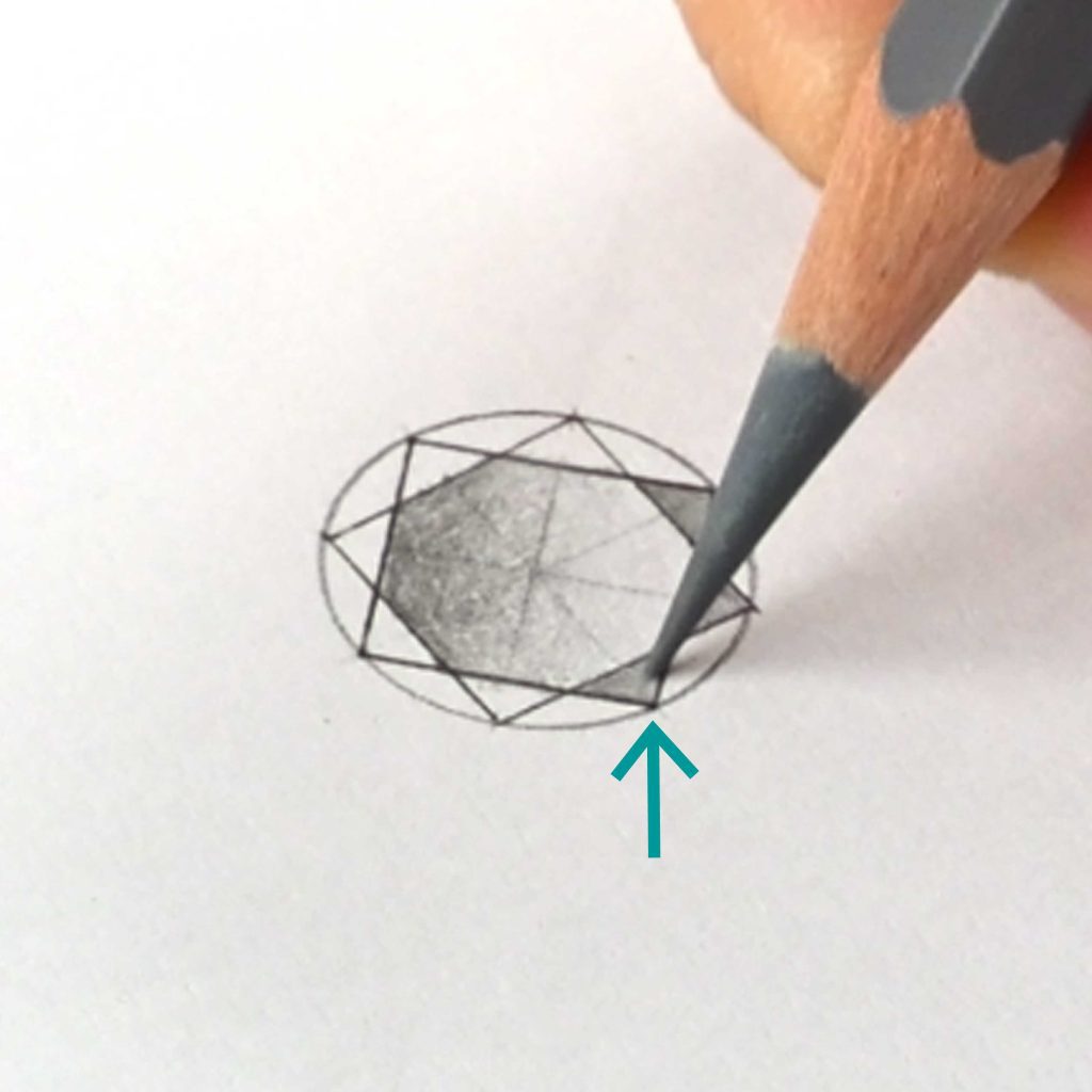 Jewelry design; rendering diamonds with coloured pencils