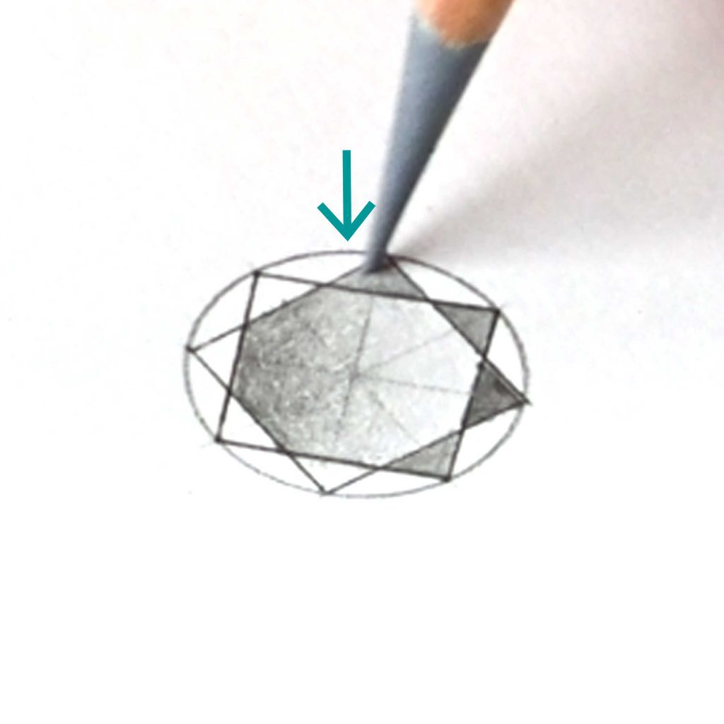Jewelry design; rendering diamonds with coloured pencils