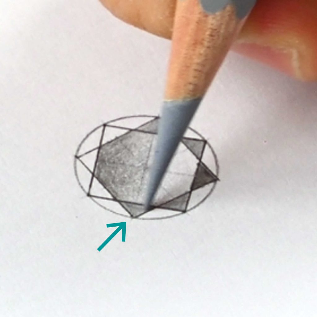 Jewelry design; rendering diamonds with coloured pencils
