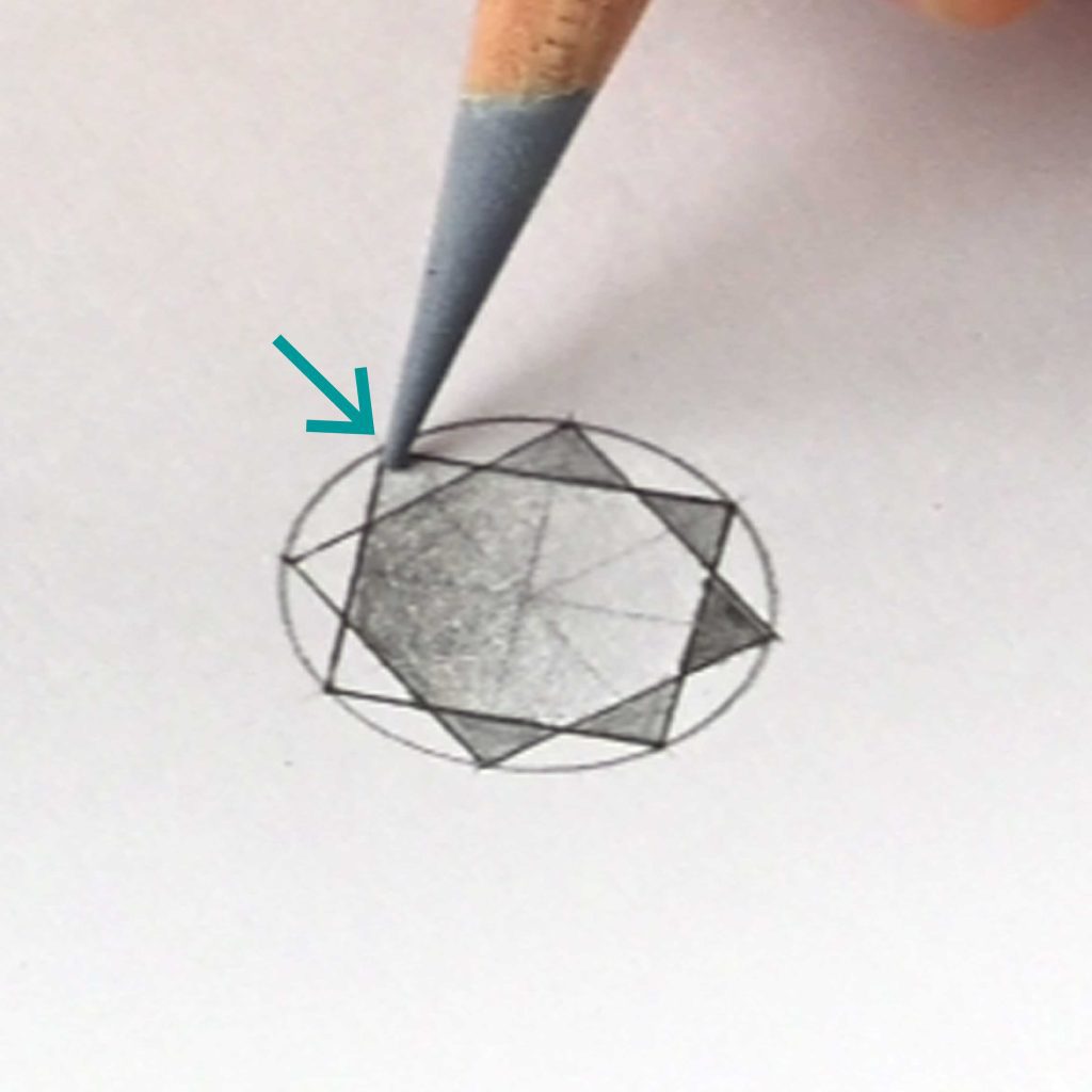 Jewelry design; rendering diamonds with coloured pencils