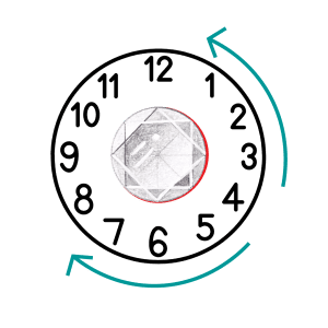 Jewelry design; rendering diamonds with coloured pencils, diagram explaining cast shadows