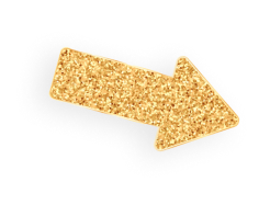 Gold glitter arrow pointing right on a transparent background.