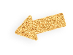 A glittery gold arrow pointing to the left.