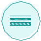 Icon of two horizontal lines, one dashed and the other solid, on a teal octagonal background.